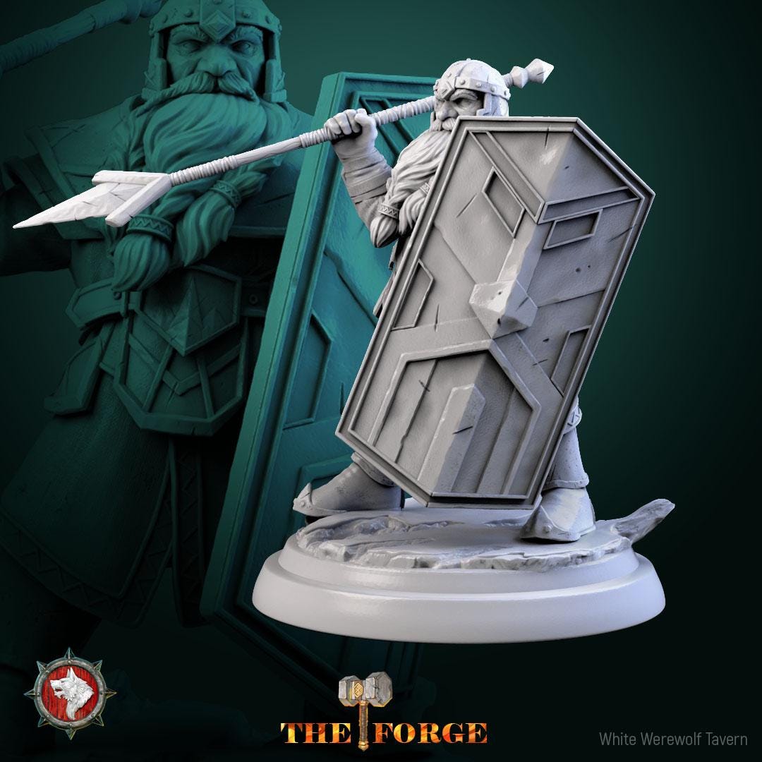 Heavy Armored Dwarves | TABLETOP SCALE | TTRPG D&D Miniature | White Werewolf Tavern