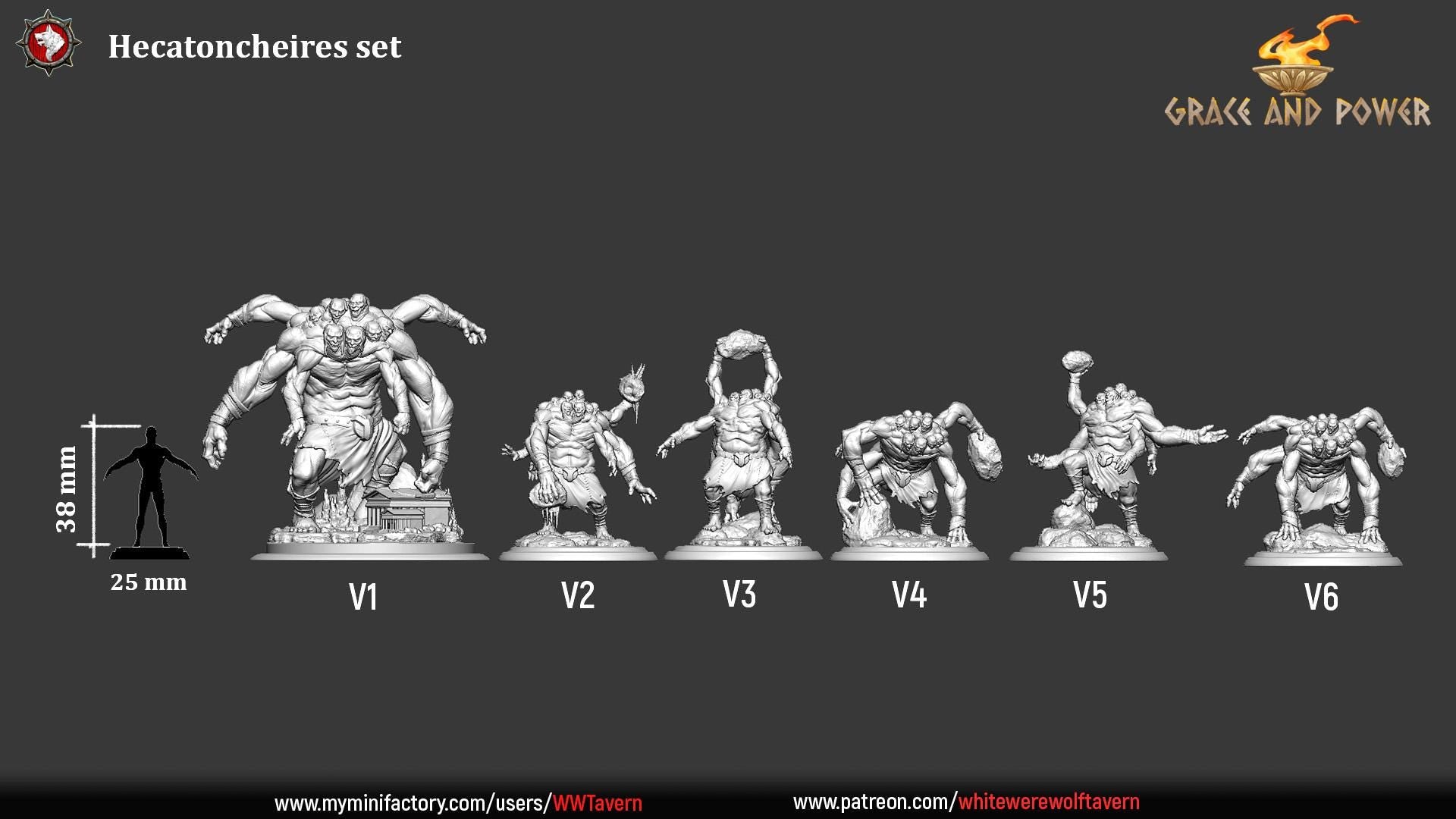 Hecatoncheires | TABLETOP SCALE | TTRPG D&D Miniature | White Werewolf Tavern