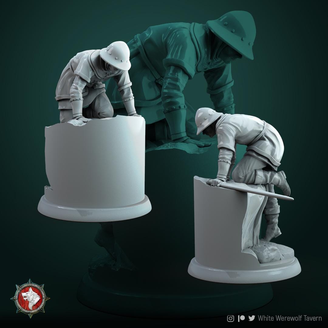 Human Militia, Wounded | TABLETOP SCALE | TTRPG D&D Miniature | White Werewolf Tavern