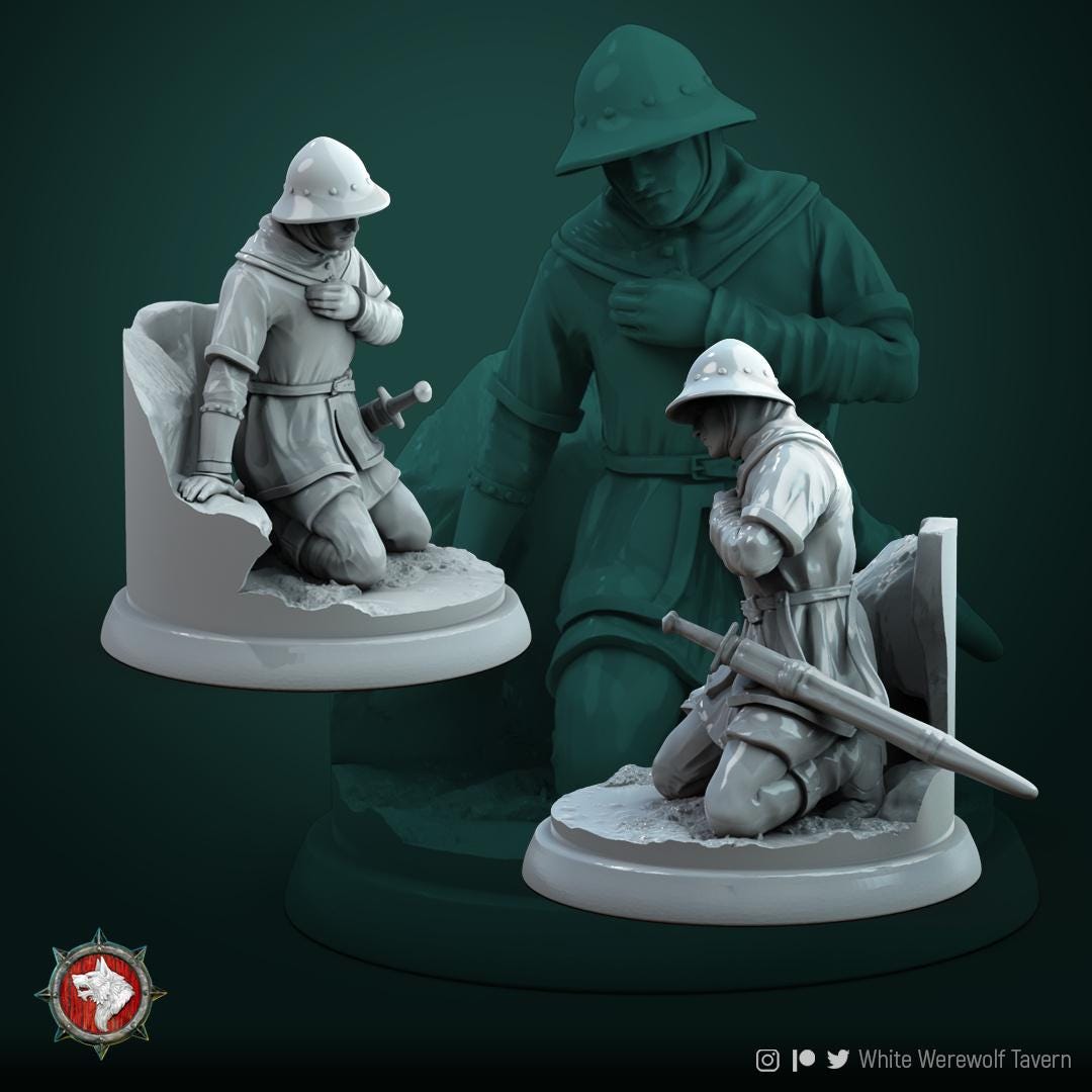 Human Militia, Wounded | TABLETOP SCALE | TTRPG D&D Miniature | White Werewolf Tavern