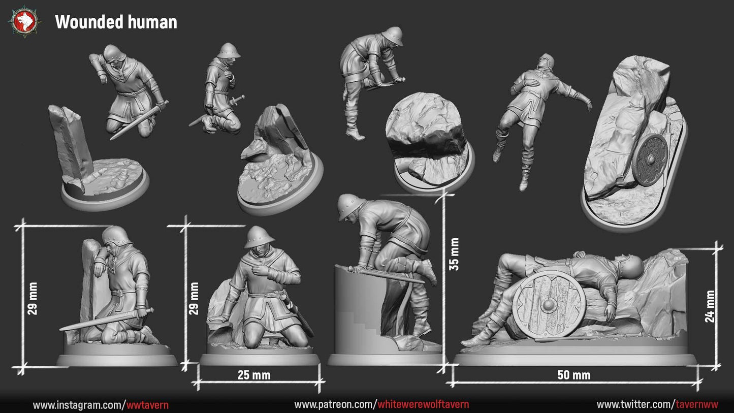 Human Militia, Wounded | TABLETOP SCALE | TTRPG D&D Miniature | White Werewolf Tavern