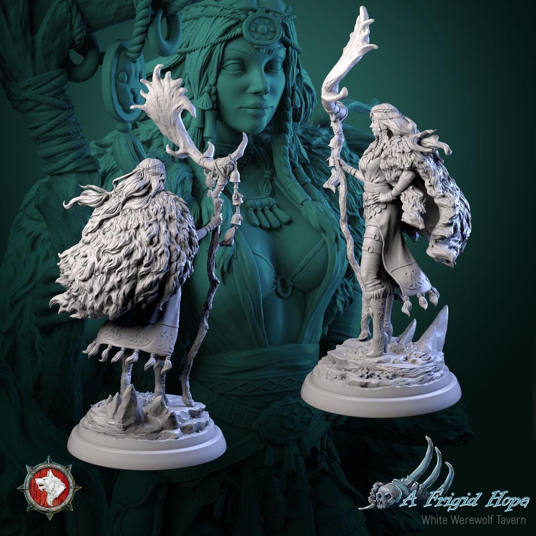 Kaelia, Witch of the Frozen Veil | TABLETOP SCALE | TTRPG D&D Miniature | White Werewolf Tavern