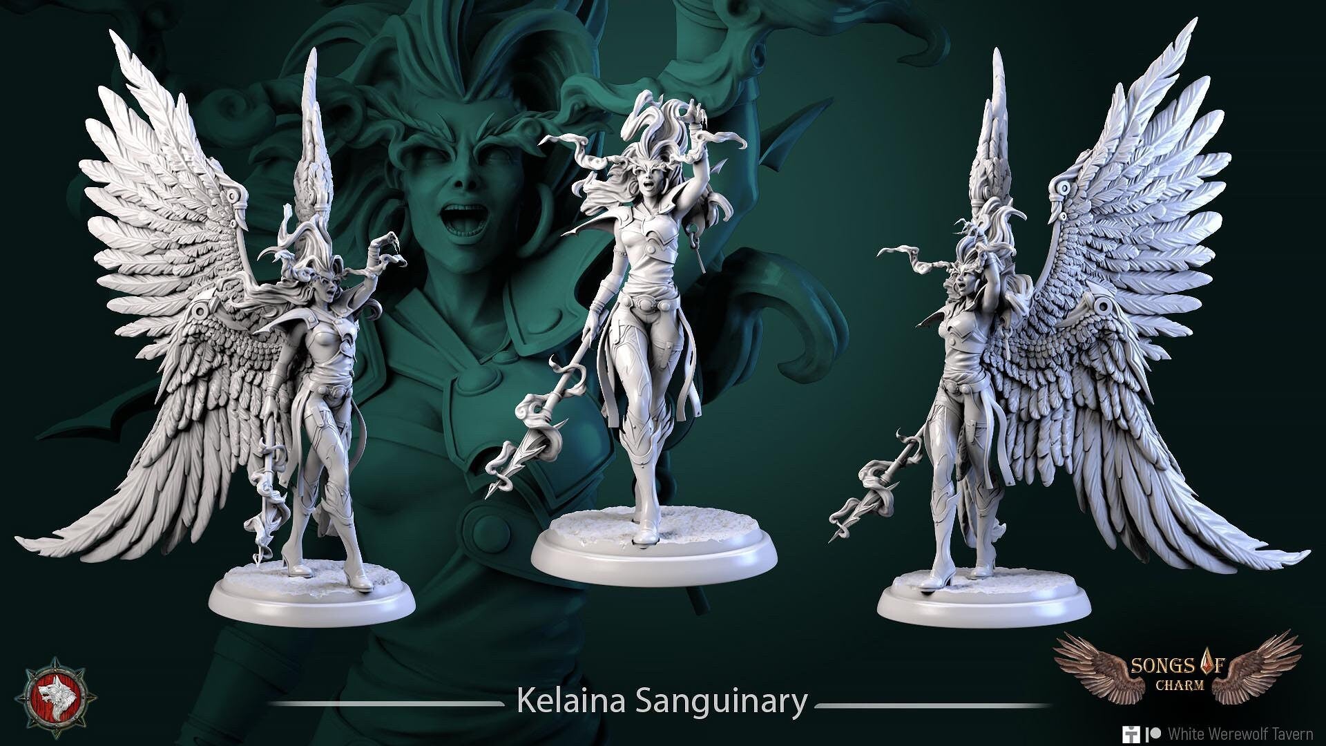 Kelaina Sanguinary | TABLETOP SCALE | TTRPG D&D Miniature | White Werewolf Tavern