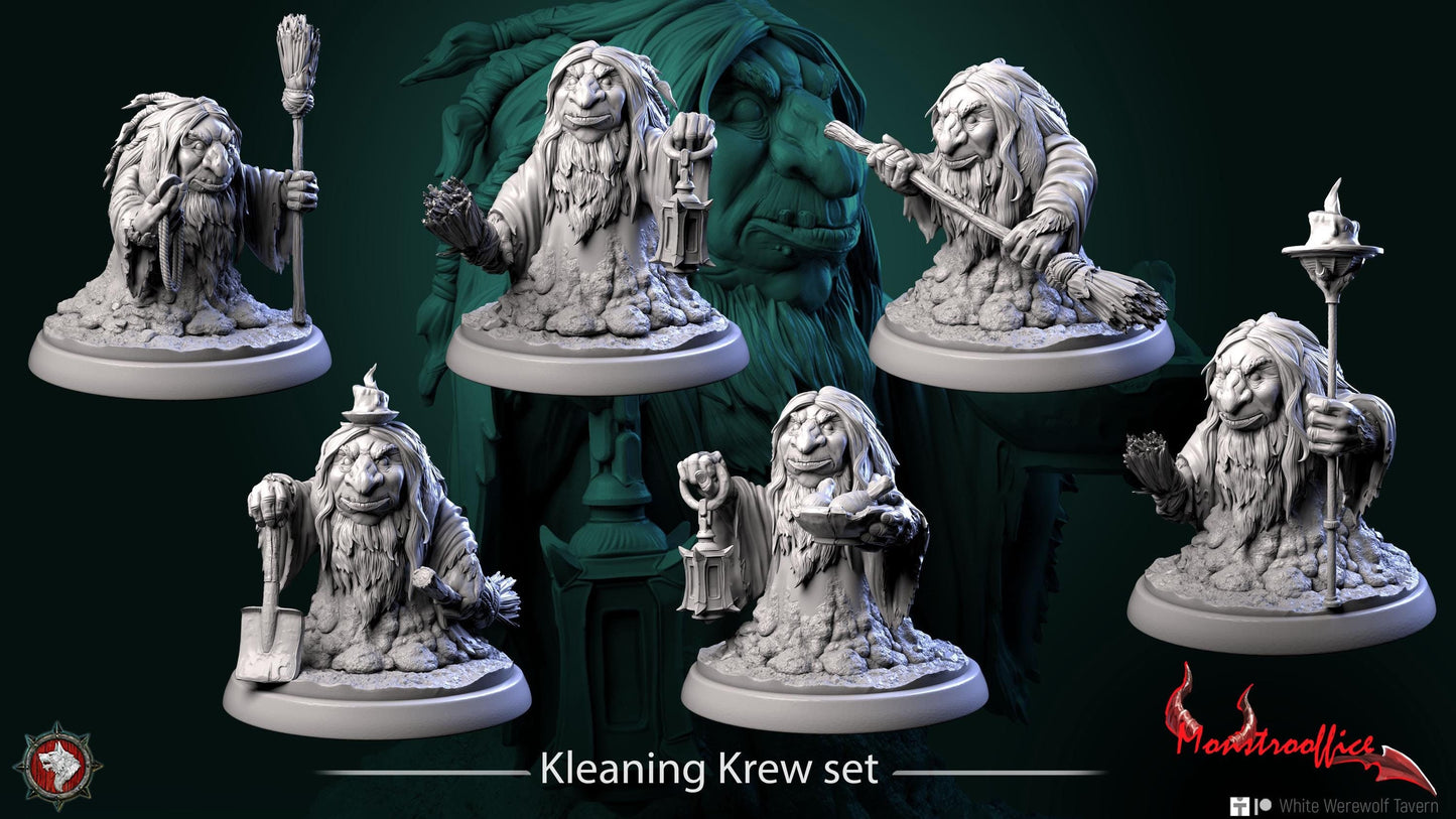 Kleaning Krew | TABLETOP SCALE | TTRPG D&D Miniature | White Werewolf Tavern