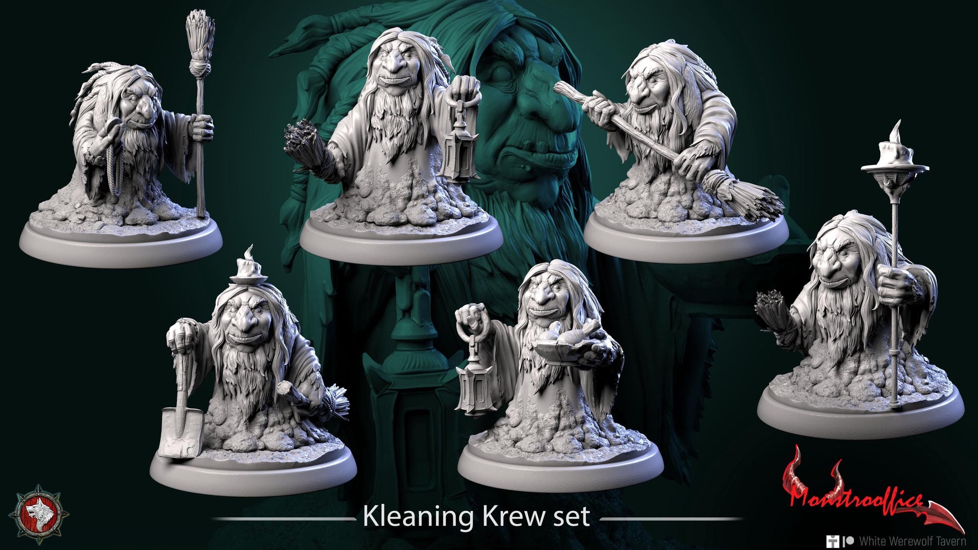Kleaning Krew | TABLETOP SCALE | TTRPG D&D Miniature | White Werewolf Tavern
