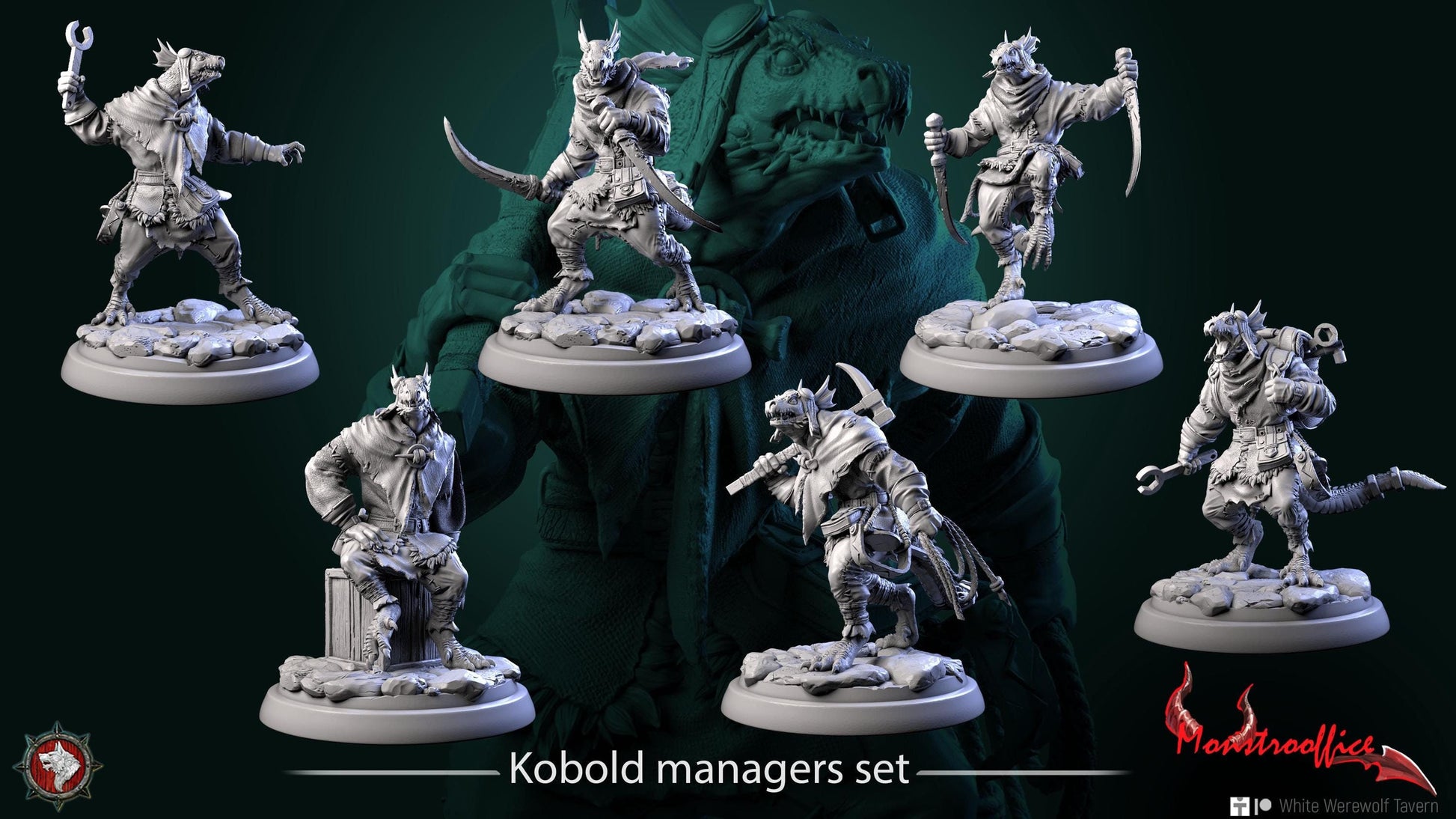Kobold Managers | TABLETOP SCALE | TTRPG D&D Miniature | White Werewolf Tavern