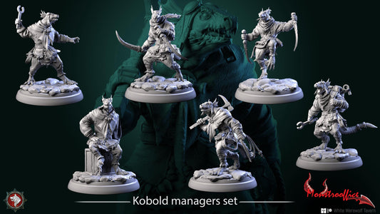 Kobold Managers | TABLETOP SCALE | TTRPG D&D Miniature | White Werewolf Tavern