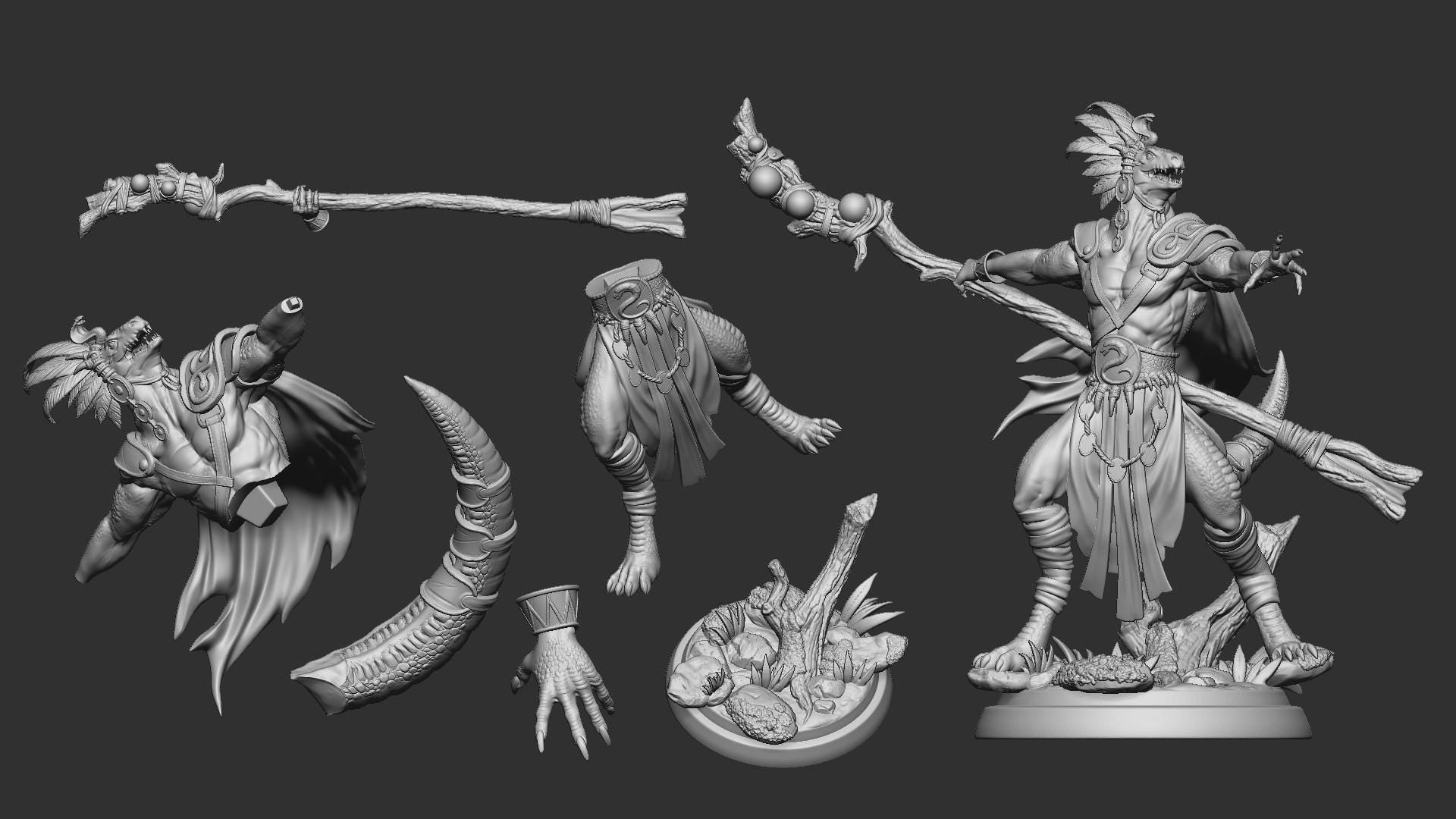 Lizard Sorcerer | TABLETOP SCALE | TTRPG D&D Miniature | White Werewolf Tavern