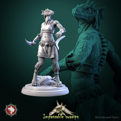 Lizardfolk Females | TABLETOP SCALE | TTRPG D&D Miniature | White Werewolf Tavern