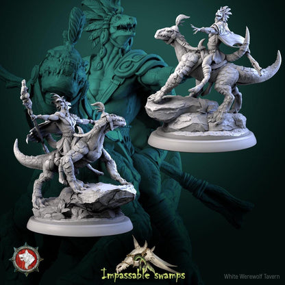Lizardfolk Rider | TABLETOP SCALE | TTRPG D&D Miniature | White Werewolf Tavern