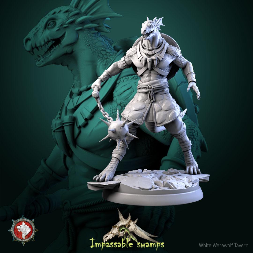 Lizardfolk Warriors | TABLETOP SCALE | TTRPG D&D Miniature | White Werewolf Tavern