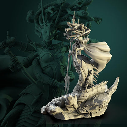 Tattles Told 3D Medusa TTRPG D&D miniature featuring a white werewolf tavern scene with detailed miniature figure.