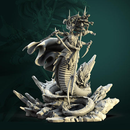 Tattles Told 3D Medusa TTRPG D&D miniature featuring a white werewolf tavern scene miniature with detailed sculpting.