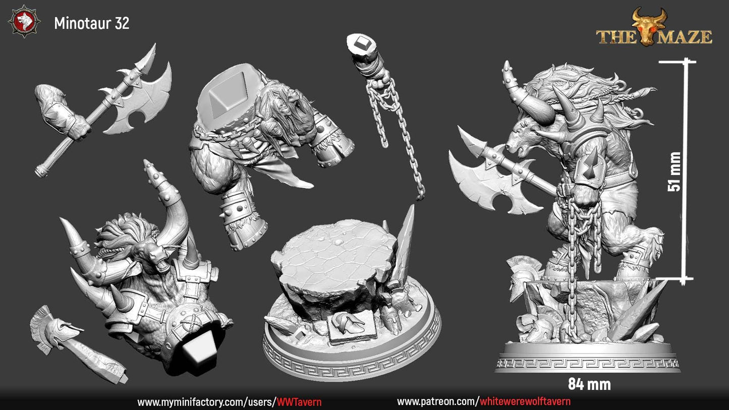 Minotaur | TABLETOP SCALE | TTRPG D&D Miniature | White Werewolf Tavern