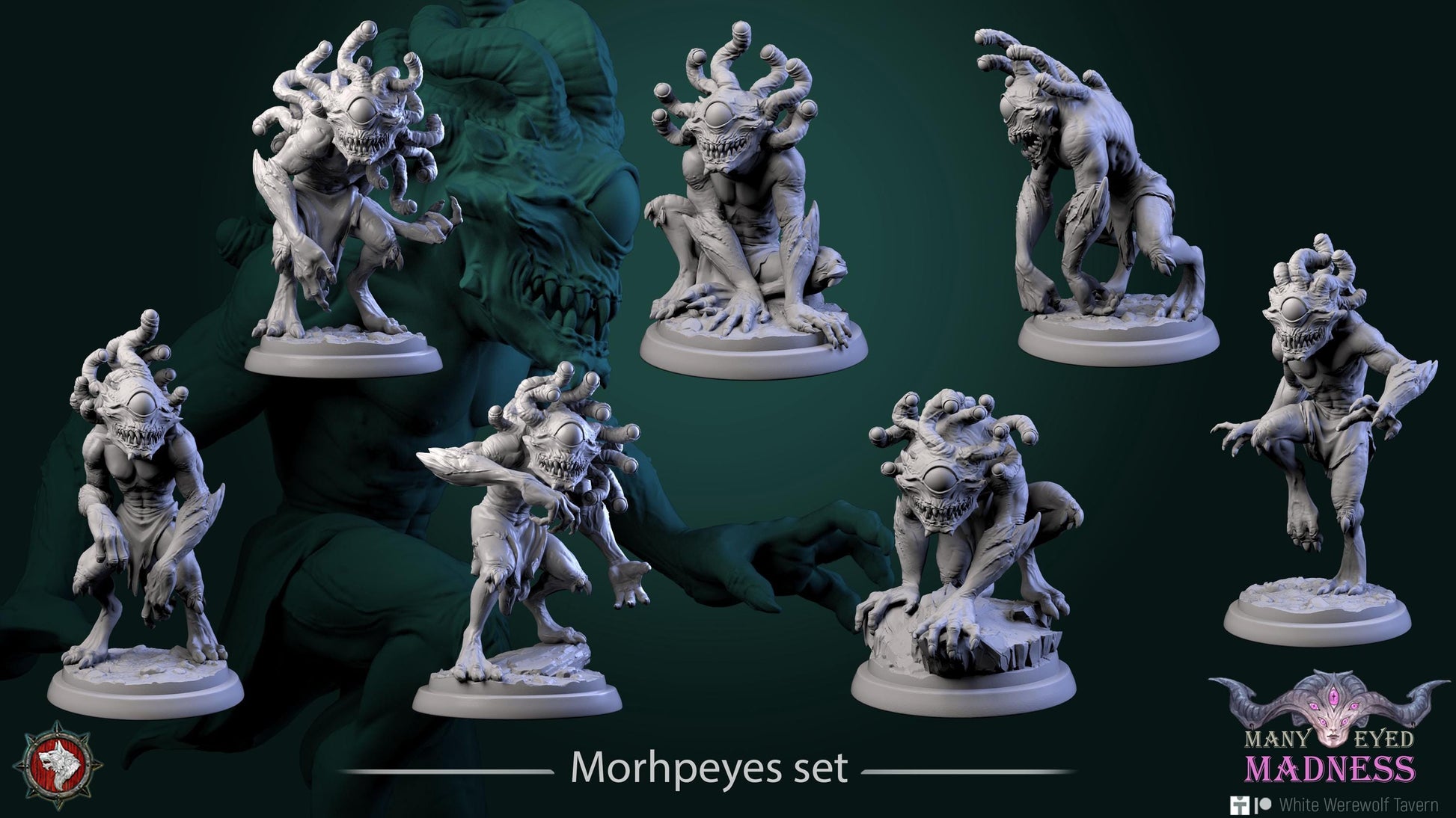 Morhpeyes, Beholder Humanoids | TABLETOP SCALE | TTRPG D&D Miniature | White Werewolf Tavern