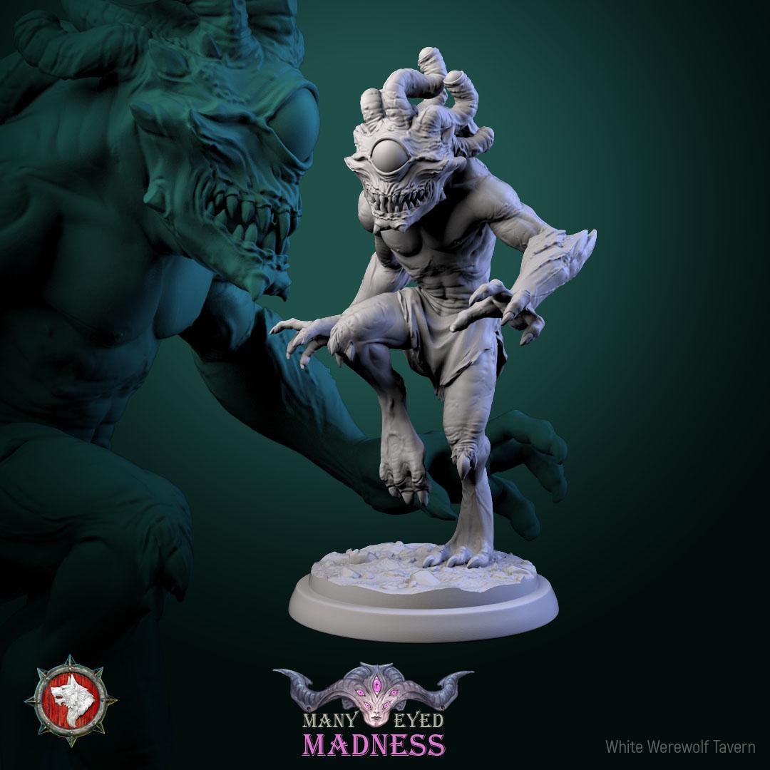 Morhpeyes, Beholder Humanoids | TABLETOP SCALE | TTRPG D&D Miniature | White Werewolf Tavern