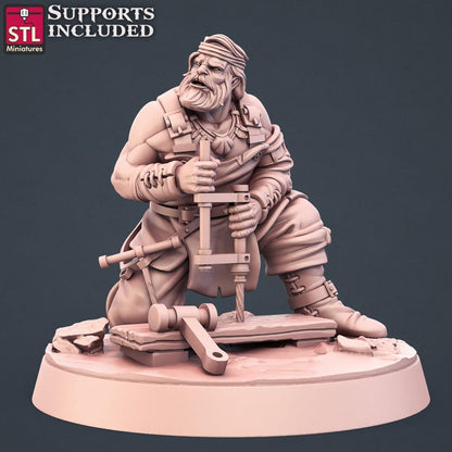 Boat Builder NPC Set | Tabletop Scale | D&D TTRPG Miniature | STL Miniatures