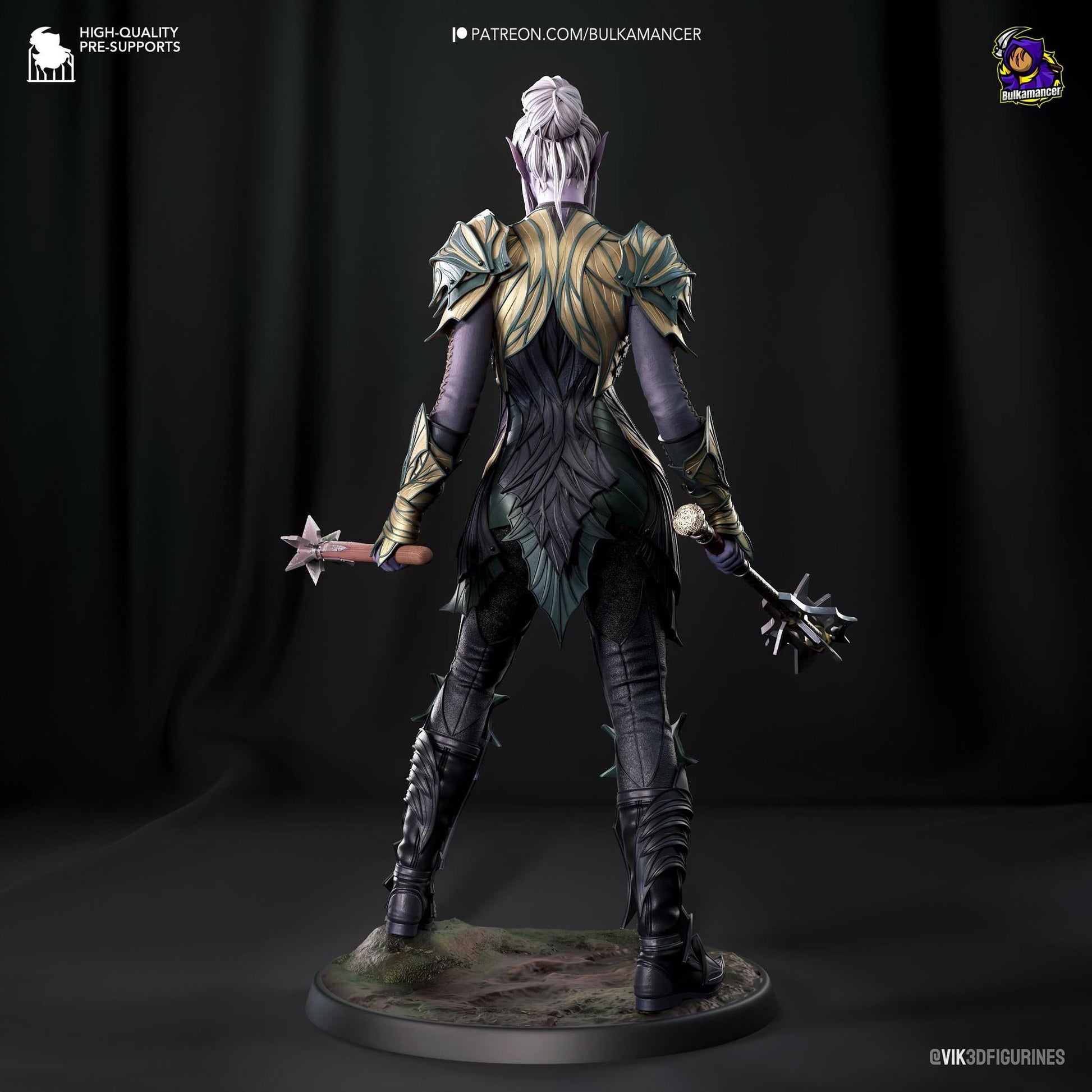Dark Elf Paladin | Resin Garage Kit Sculpture Anime Video Game Fan Art Statue | Bulkamancer Sculpts