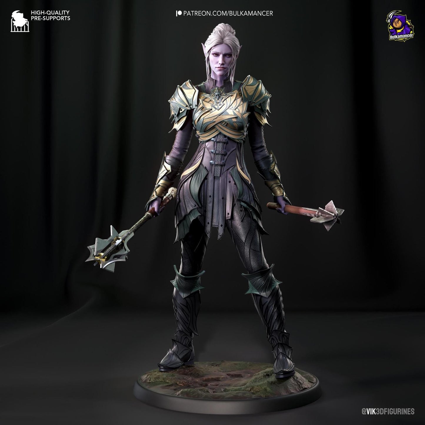 Dark Elf Paladin | Resin Garage Kit Sculpture Anime Video Game Fan Art Statue | Bulkamancer Sculpts