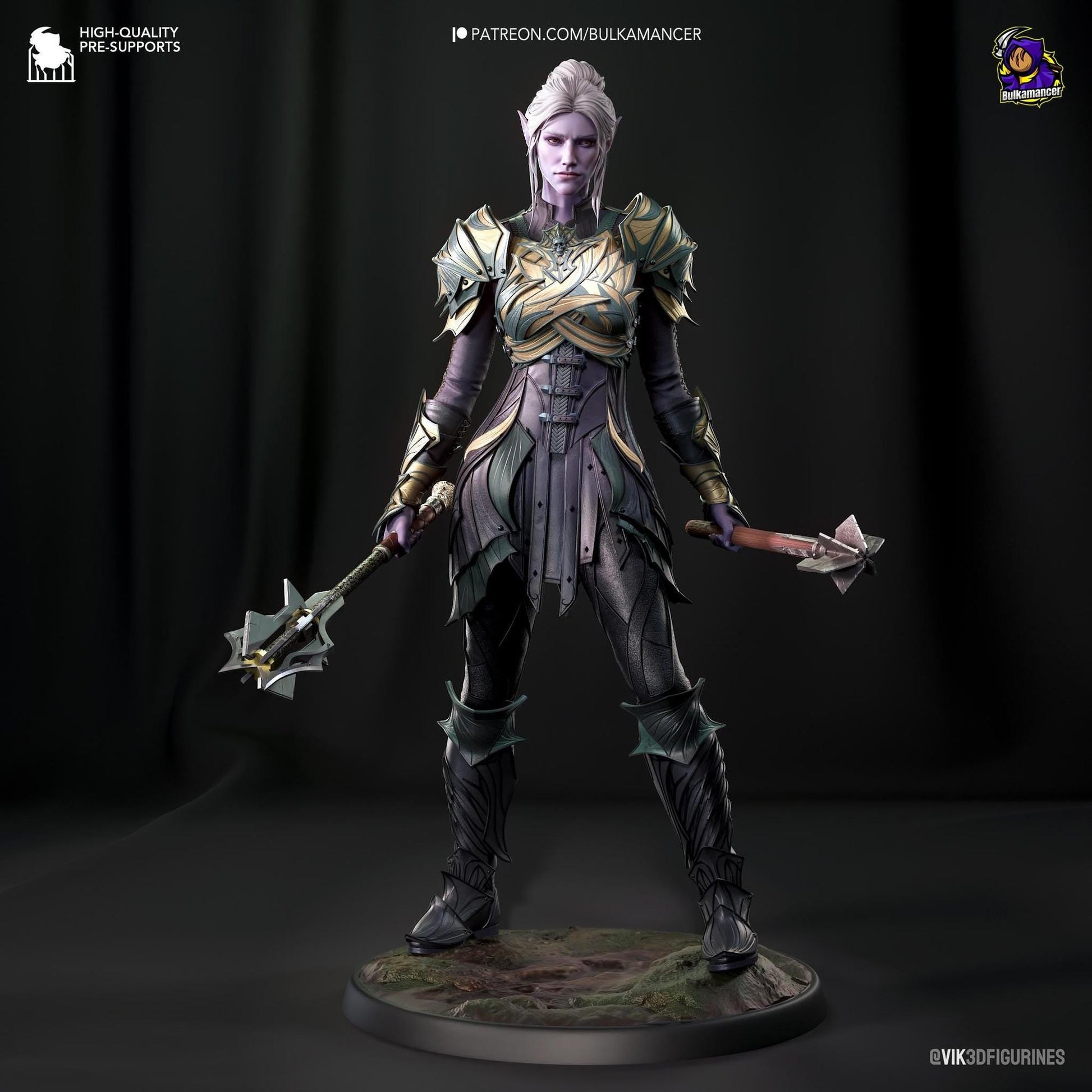 Dark Elf Paladin | Resin Garage Kit Sculpture Anime Video Game Fan Art Statue | Bulkamancer Sculpts
