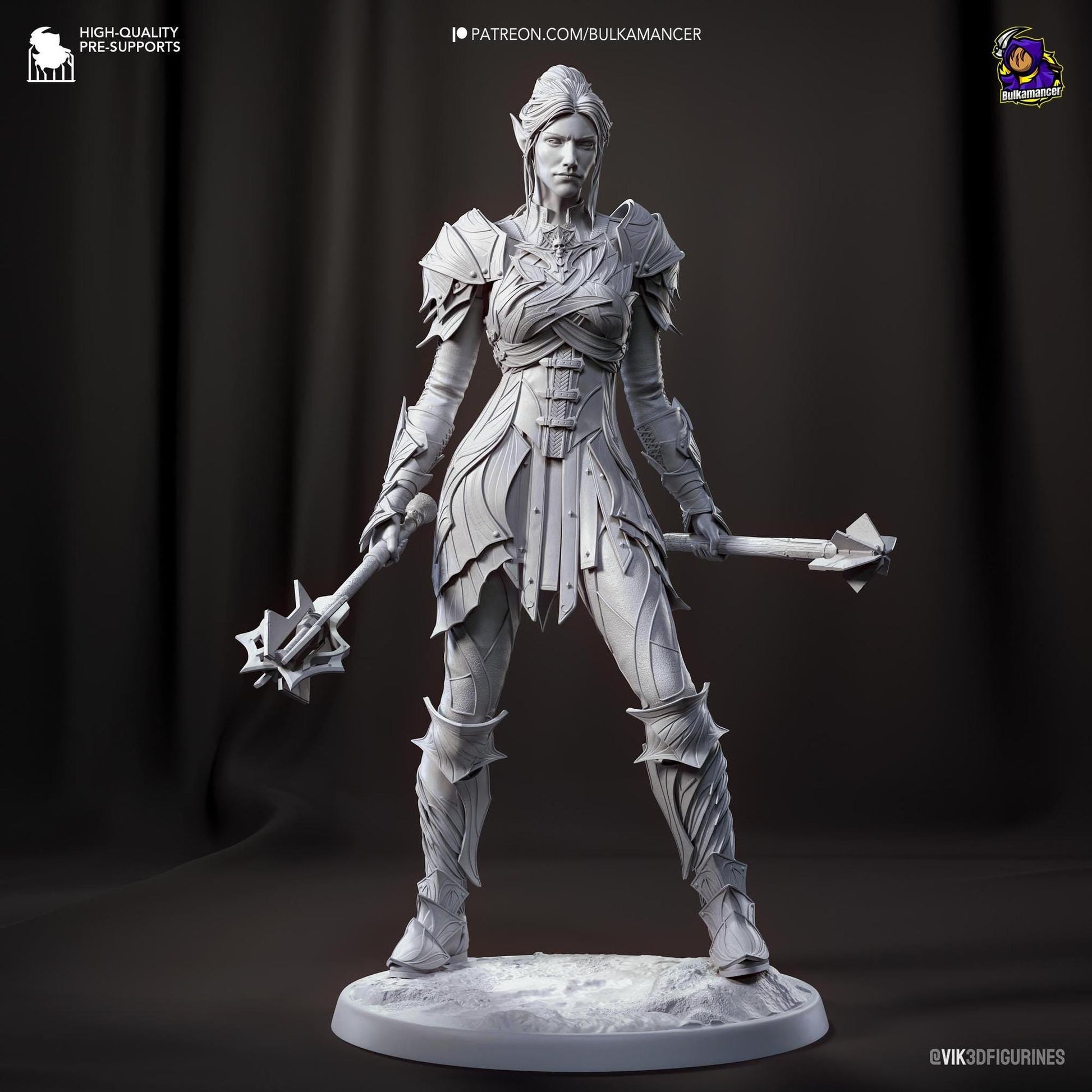 Dark Elf Paladin | Resin Garage Kit Sculpture Anime Video Game Fan Art Statue | Bulkamancer Sculpts