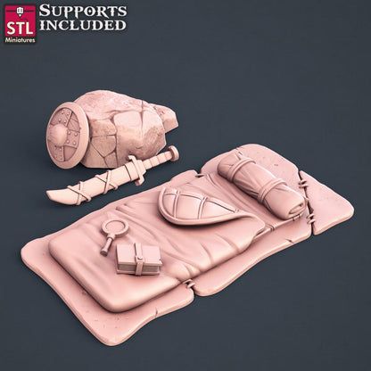 Explorer, Treasure Hunter Camp, NPC Set | Tabletop Scale | D&D TTRPG Miniature | STL Miniatures