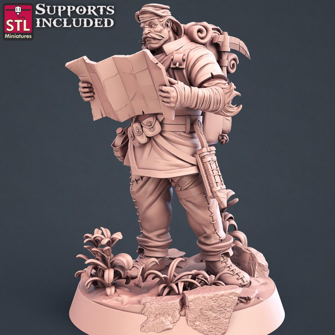 Explorer, Treasure Hunter Camp, NPC Set | Tabletop Scale | D&D TTRPG Miniature | STL Miniatures