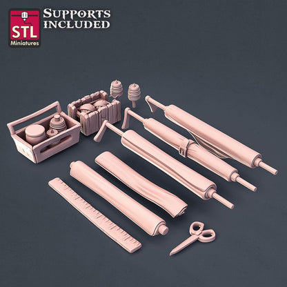 Fabric Seller Vendor NPC Set | Tabletop Scale | D&D TTRPG Miniature | STL Miniatures