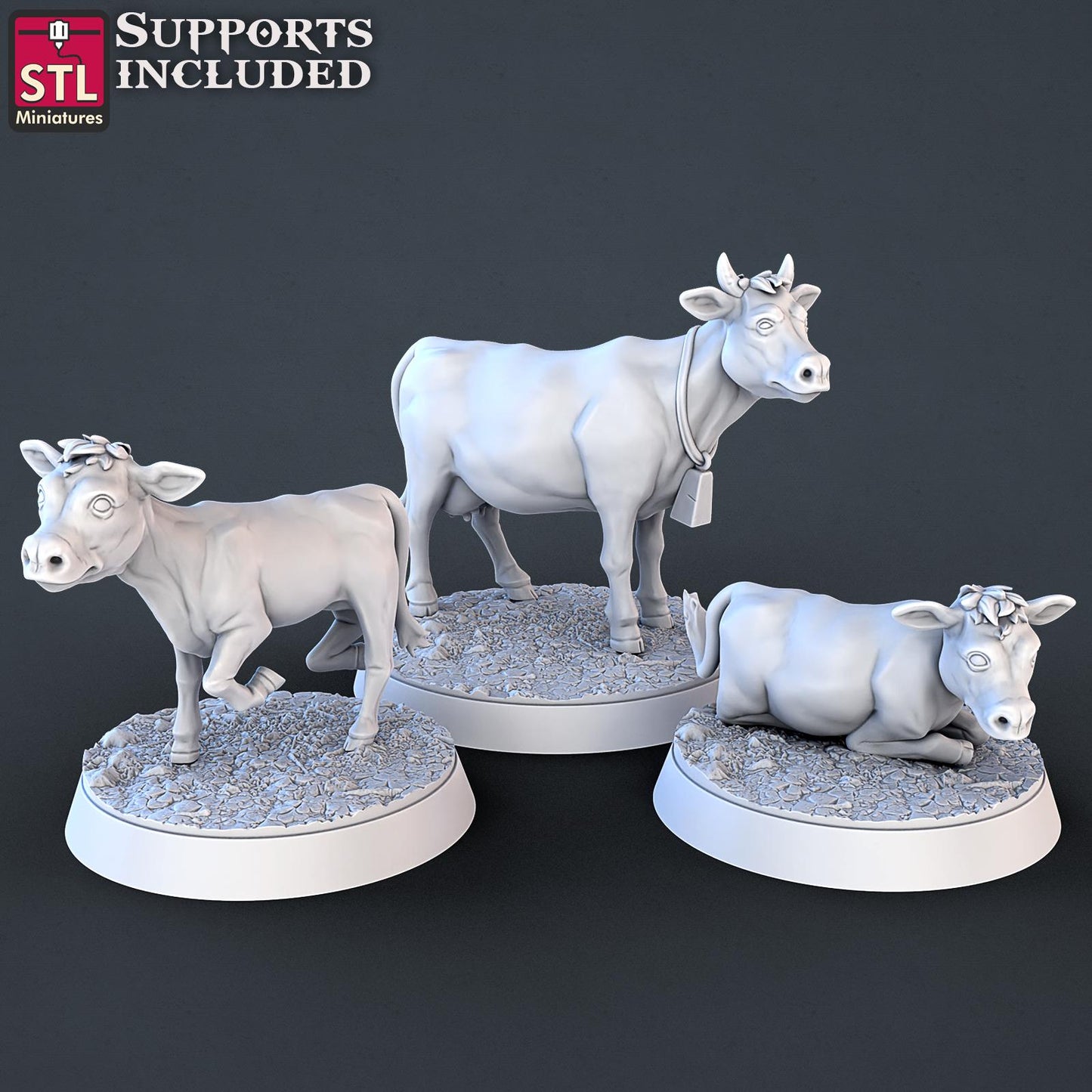 Farm Animals Set | Tabletop Scale | D&D TTRPG Miniature | STL Miniatures