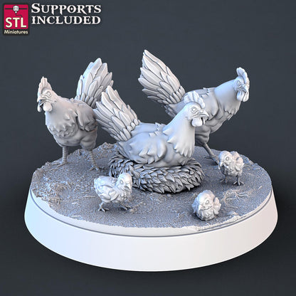 Farm Animals Set | Tabletop Scale | D&D TTRPG Miniature | STL Miniatures