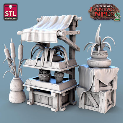 Florist NPC Set | Tabletop Scale | D&D TTRPG Miniature | STL Miniatures