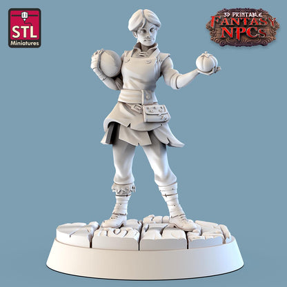 Fruit Seller Vendor NPC Set | Tabletop Scale | D&D TTRPG Miniature | STL Miniatures