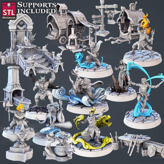 Genasi Set | Tabletop Scale | D&D TTRPG Miniature | STL Miniatures