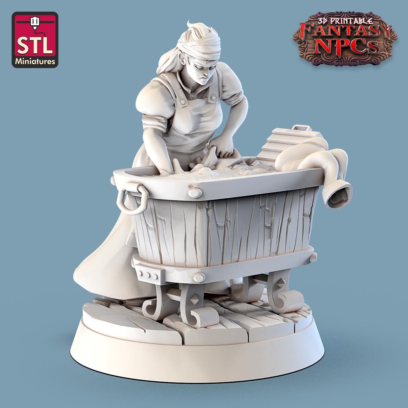 Laundry NPC Set | Tabletop Scale | D&D TTRPG Miniature | STL Miniatures