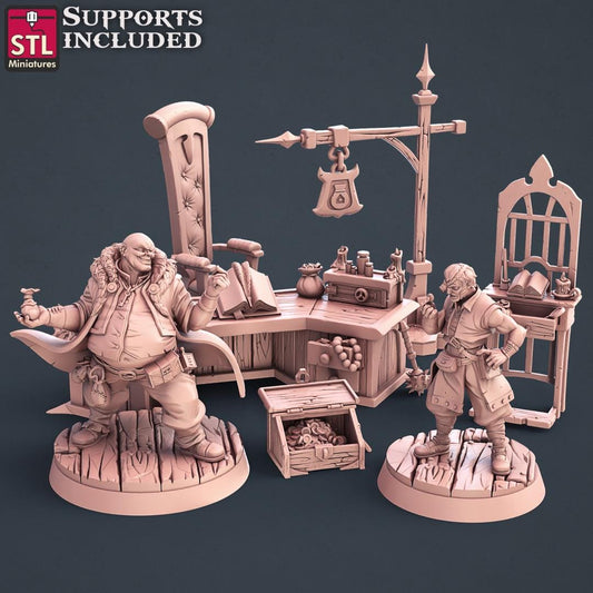 Lender NPC Set | Tabletop Scale | D&D TTRPG Miniature | STL Miniatures