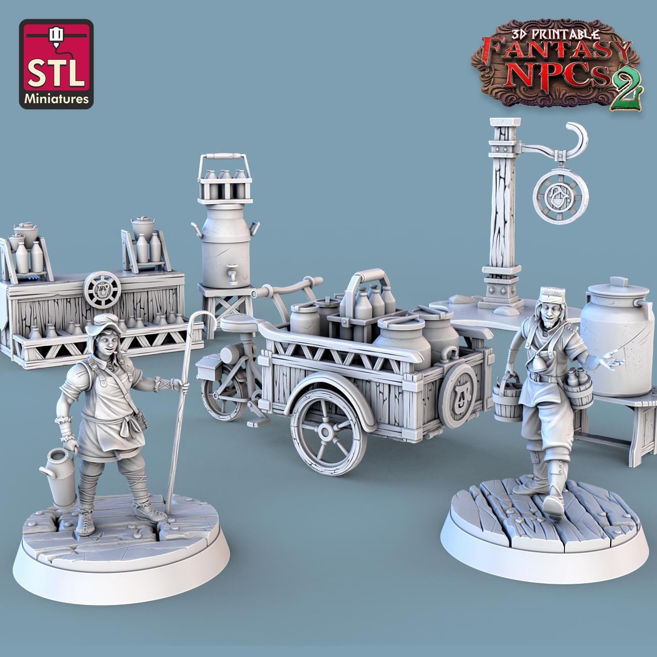Milkman NPC Set | Tabletop Scale | D&D TTRPG Miniature | STL Miniatures