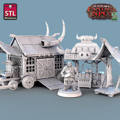 Orc Butcher NPC Set | Tabletop Scale | D&D TTRPG Miniature | STL Miniatures