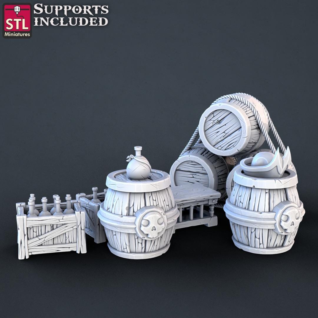 Pirate NPC Set | Tabletop Scale | D&D TTRPG Miniature | STL Miniatures