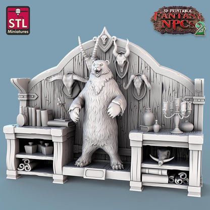 Taxadermist NPC Set | Tabletop Scale | D&D TTRPG Miniature | STL Miniatures