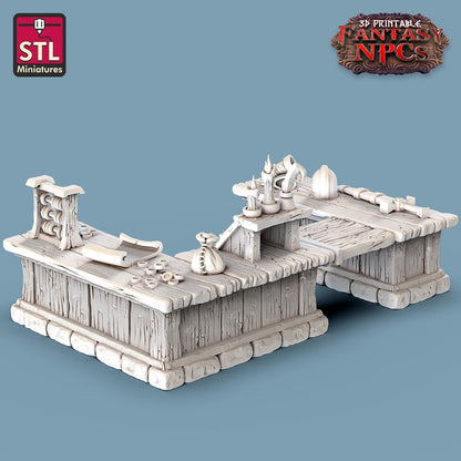 Weapons Merchant NPC Set | Tabletop Scale | D&D TTRPG Miniature | STL Miniatures