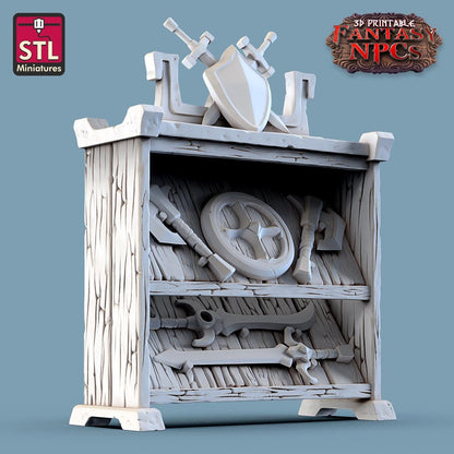 Weapons Merchant NPC Set | Tabletop Scale | D&D TTRPG Miniature | STL Miniatures