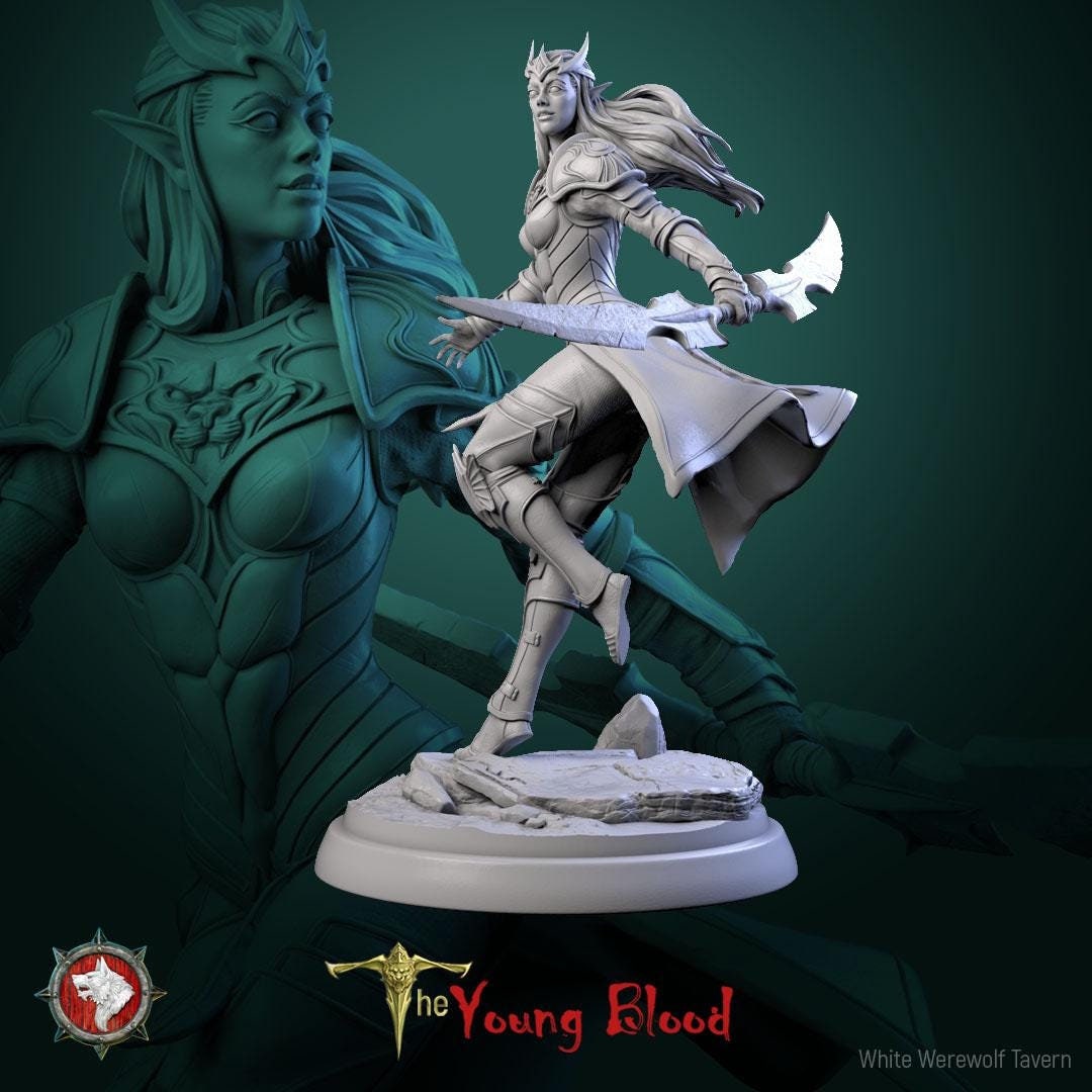 Elven Female Warriors | TABLETOP SCALE | TTRPG Miniature | White Werewolf Tavern