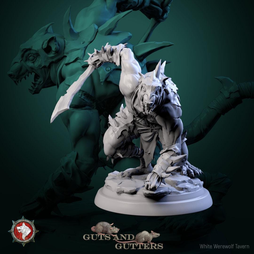 Mutant Rats | TABLETOP SCALE | TTRPG D&D Miniature | White Werewolf Tavern