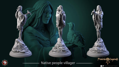 Native People Villager | D&D TTRPG Miniature | White Werewolf Tavern | Unpainted, Unplated Resin 8k