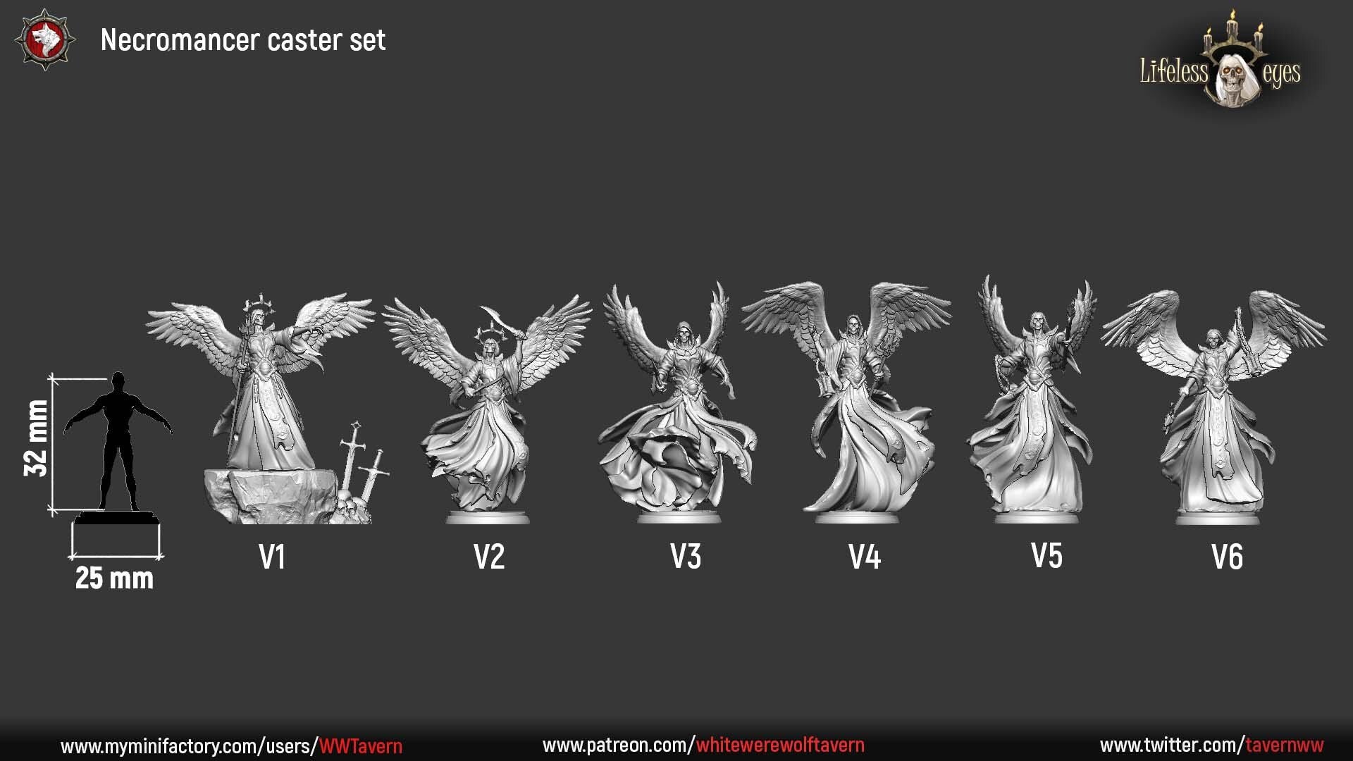 Necromancer Casters | TABLETOP SCALE | TTRPG D&D Miniature | White Werewolf Tavern