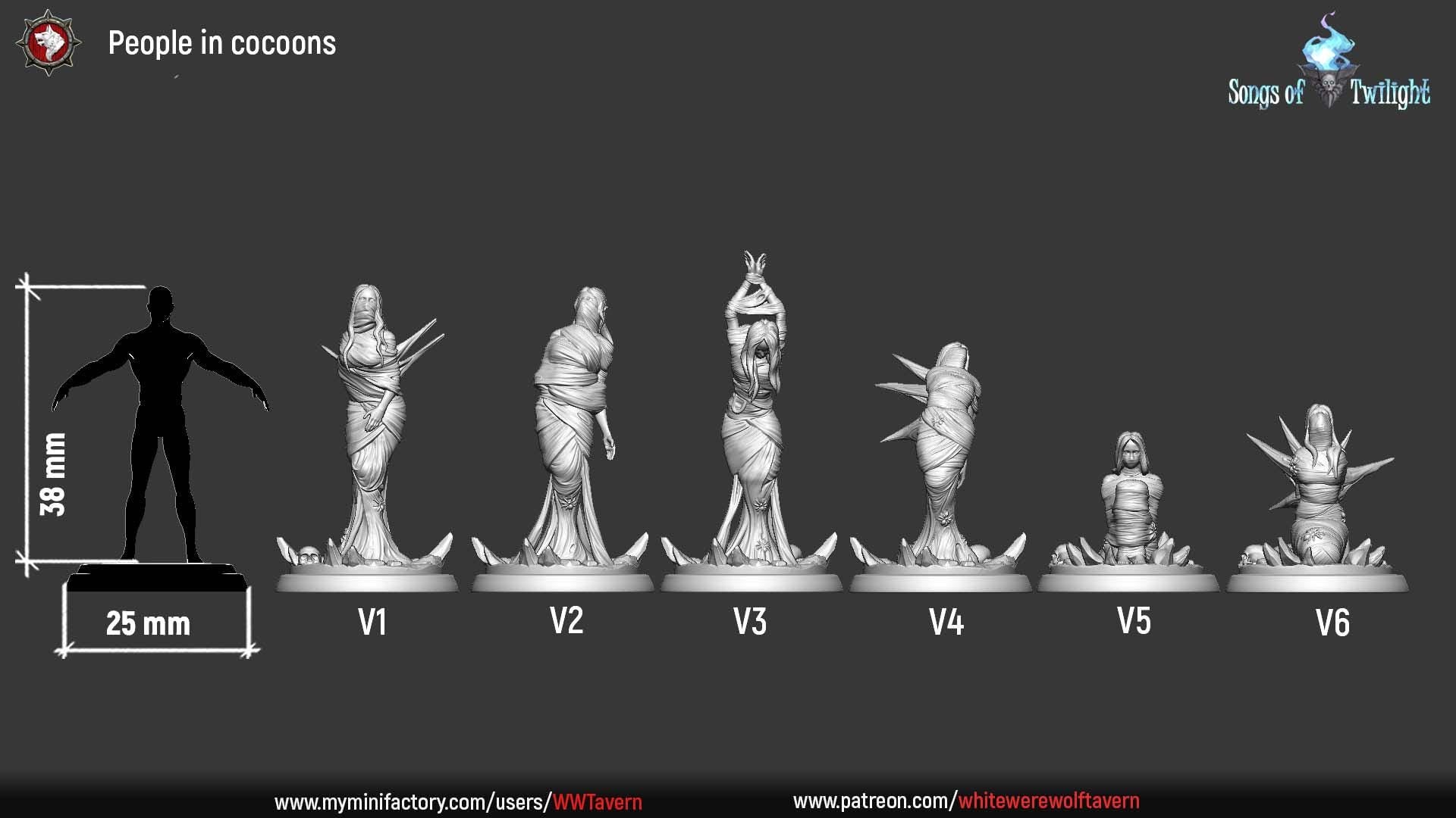 People in Cocoons | TABLETOP SCALE | TTRPG D&D Miniature | White Werewolf Tavern