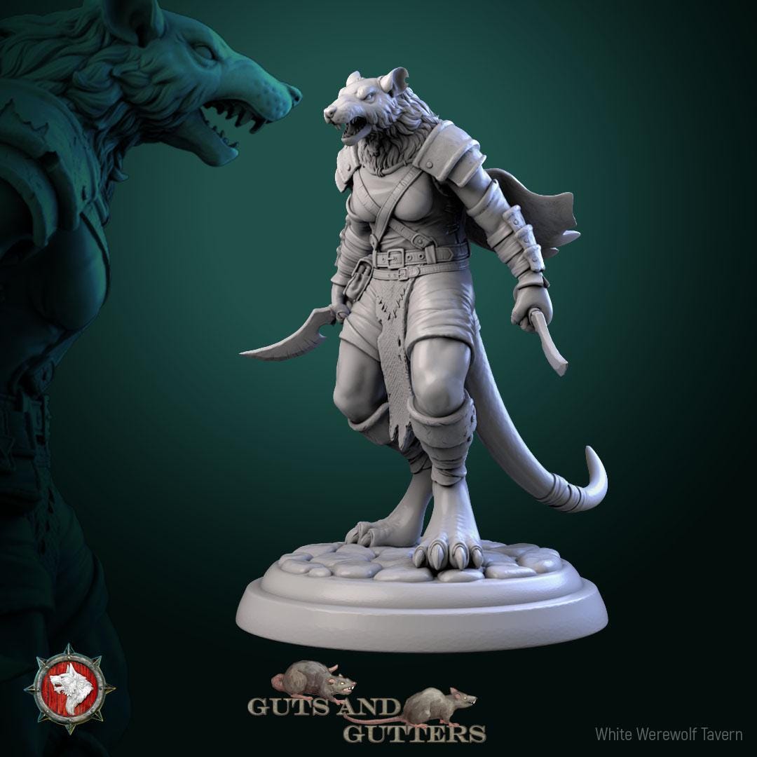 Rat Female Assassins | TABLETOP SCALE | TTRPG D&D Miniature | White Werewolf Tavern