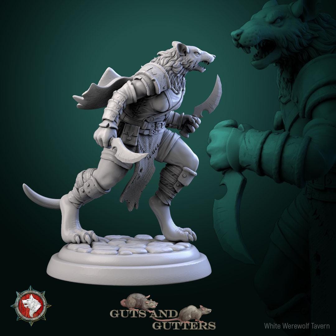 Rat Female Assassins | TABLETOP SCALE | TTRPG D&D Miniature | White Werewolf Tavern