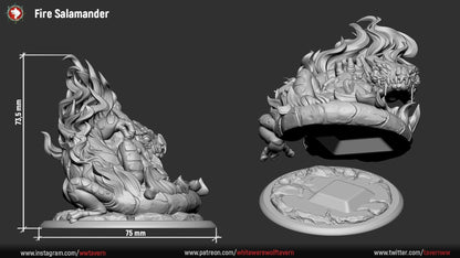 Salamander | TABLETOP SCALE | TTRPG D&D Miniature | White Werewolf Tavern