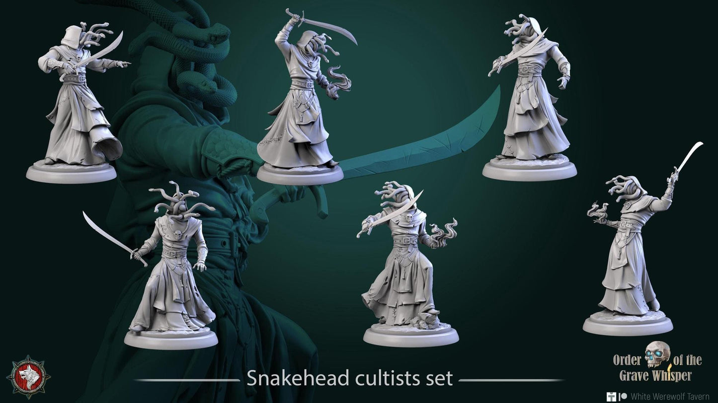 Snakehead Cultists | TABLETOP SCALE | TTRPG D&D Miniature | White Werewolf Tavern